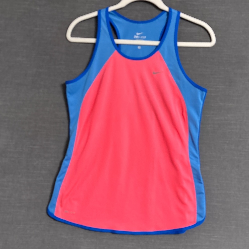 Nike Dri Fit Tank Top Womens M Pink Blue Mesh Racerback Lightweight Running